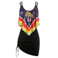 thumbnail image 1 of Rosegal Women Plus Size Mushroom Print Overlay Cinched Three Piece Tankini Swimwear Black L, 1 of 6