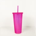thumbnail image 2 of Vaso Textura diamante doble pared 700 ml con popote Rosa, 2 of 6