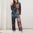 thumbnail image 2 of Rateoe Twilight Canal Reflection Pattern Womens Pajamas Set Long Sleeve Sleepwear Button Down Nightwear Soft Cotton Pj Lounge Sets-Medium, 2 of 7