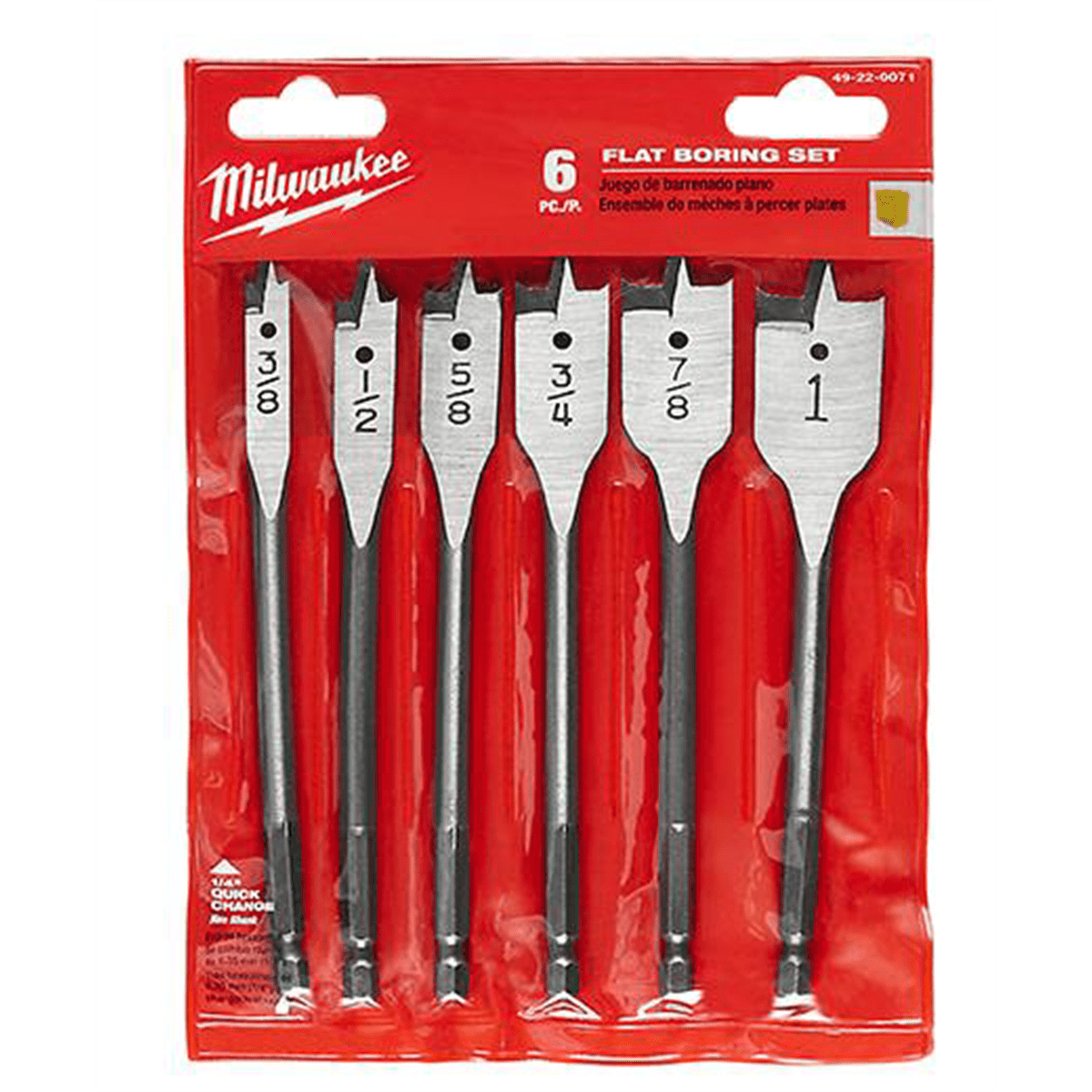 Milwaukee Tool Flat Boring Bit 6" Universal Set - 6PC