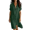 thumbnail image 3 of Noric Women's Collared Short Sleeve Midi Shirt Dresses Button Front Loose Fit Casual Solid Cover Up Dresses for Beach Vacation Daily, 3 of 6