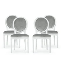GDF Studio Lariya Contemporary Velvet Dining Chairs, Set of 4, Light Gray and Glossy White