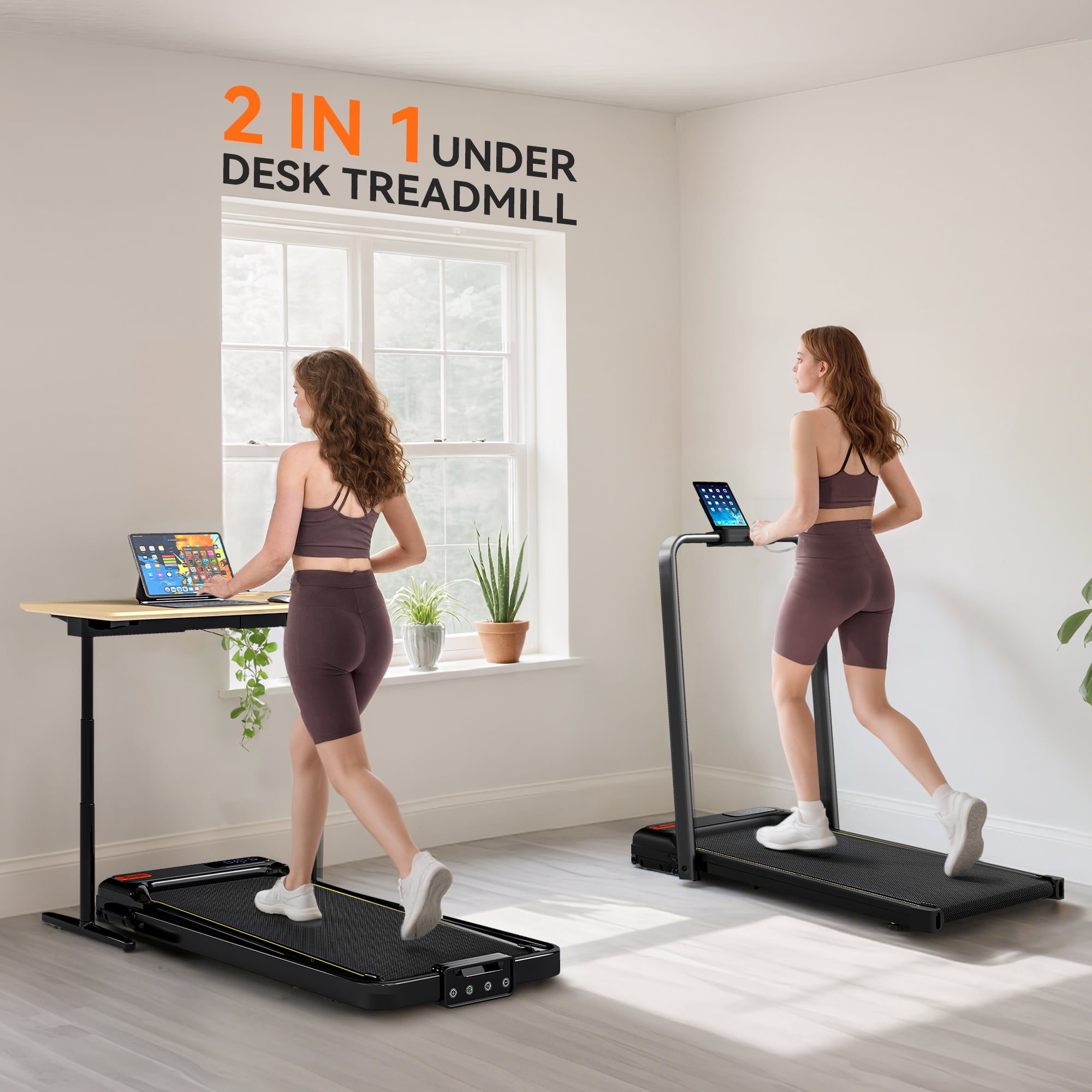 Soozier Walking Pad Treadmill, 0.6–6.2mph Foldable Under Desk Treadmill with Incline, Handle Bar, Wheels, LED Display and Remote Control