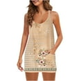 thumbnail image 1 of Womens Summer Sleeveless Mini Dress V Neck Spaghetti Strap Sundress Athletic Short Dress with Pockets, 1 of 5