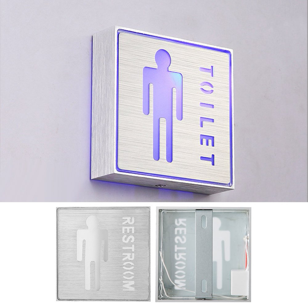OTVIAP LED Man Restroom Sign, LED Toilet Sign,Aluminum LED Indicator