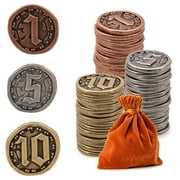 50PCS Metal Coins for Board Games, Prefdo Gold & Silver Tokens for Poker, RPG, Strategy Tabletop Gaming, Fantasy Metal Coins, Heavy Duty Generic Game Currency