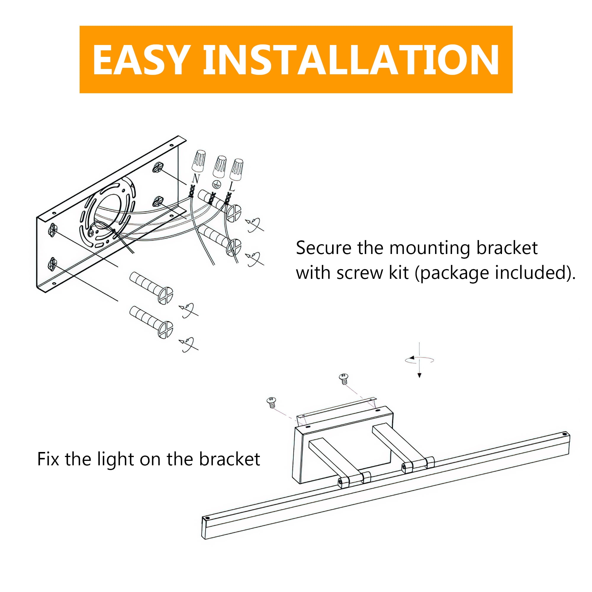 GCGAFUL 39-Inch LED Bathroom Vanity Light Bar, Modern Wall Fixture Ideal for Bathroom, Living Room, Bedroom, Hallway, Black