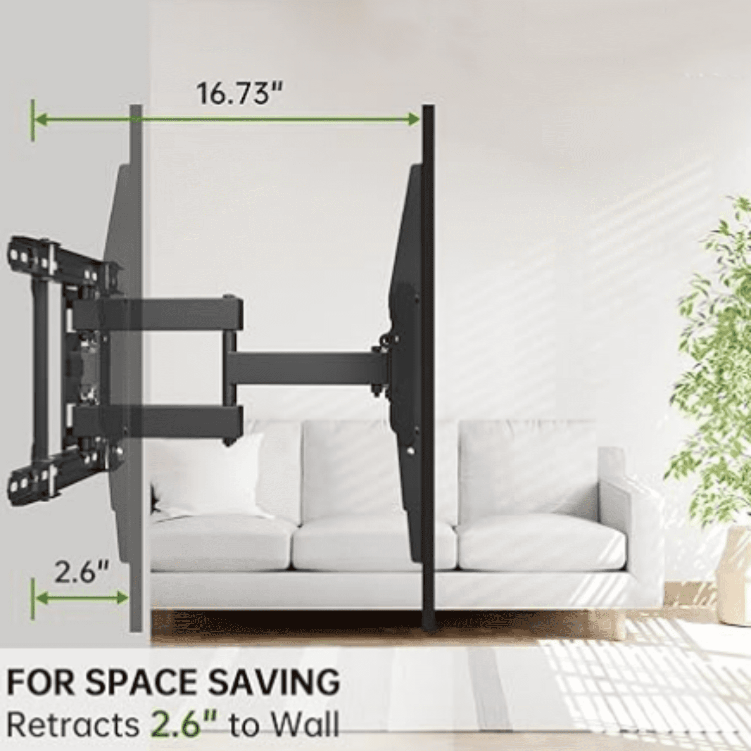 Full Motion TV Wall Mount 42"-84" TVS, Fits 16" 18" or 24" Studs, Heavy Duty TV Mounts Bracket with Dual Articulating Arms Tilt Swivel Extension Max VESA 600x400mm, Weight Capacity 110lbs