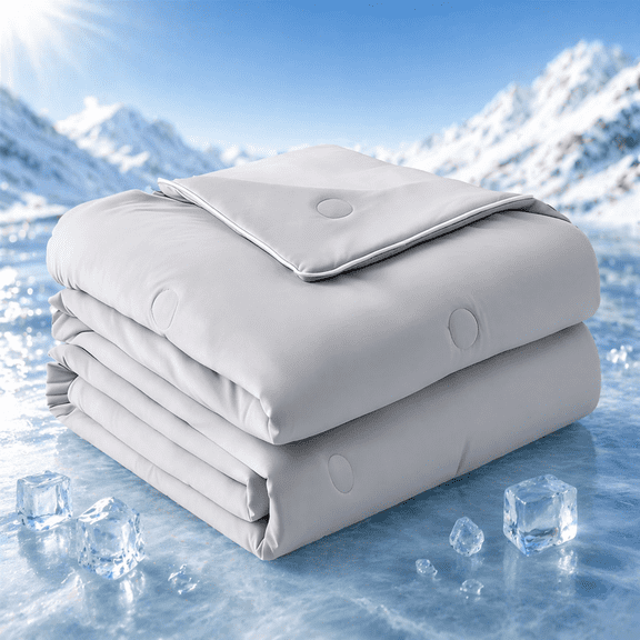 Merryhome Cooling Comforter Twin 66x86 in, Ultra Soft Lightweight All Season Comforter, Breathable Cooling Blanket for Hot Sleepers, Gray
