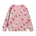 thumbnail image 4 of Girls Pink Valentine's Day Sweatshirt - Cute Teddy Bear Heart Print Crewneck Pullover, Soft Stretch Polyester Spandex, 1-15 Years for School & Family Outings,Size 7-8 T, 4 of 8