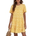 thumbnail image 1 of Bellella Ladies Swing Dresses Summer Short Mini Dress Ruffle Sundress Casual Floral Print Women Yellow S, 1 of 4
