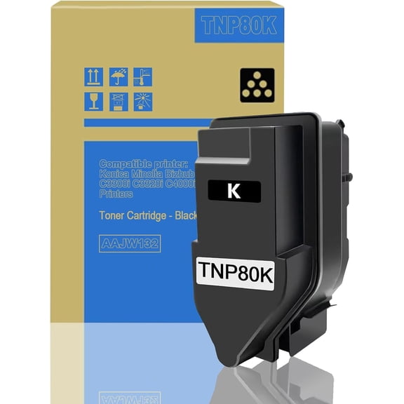 Premium TNP80 Black Toner Cartridge, AAJW132 High Yield Replacement for Konica Minolta Bizhub C3300i C3301i C3320i C3321i C4000i C4001i Printers, 1-Pack, Up to 13,000 Pages