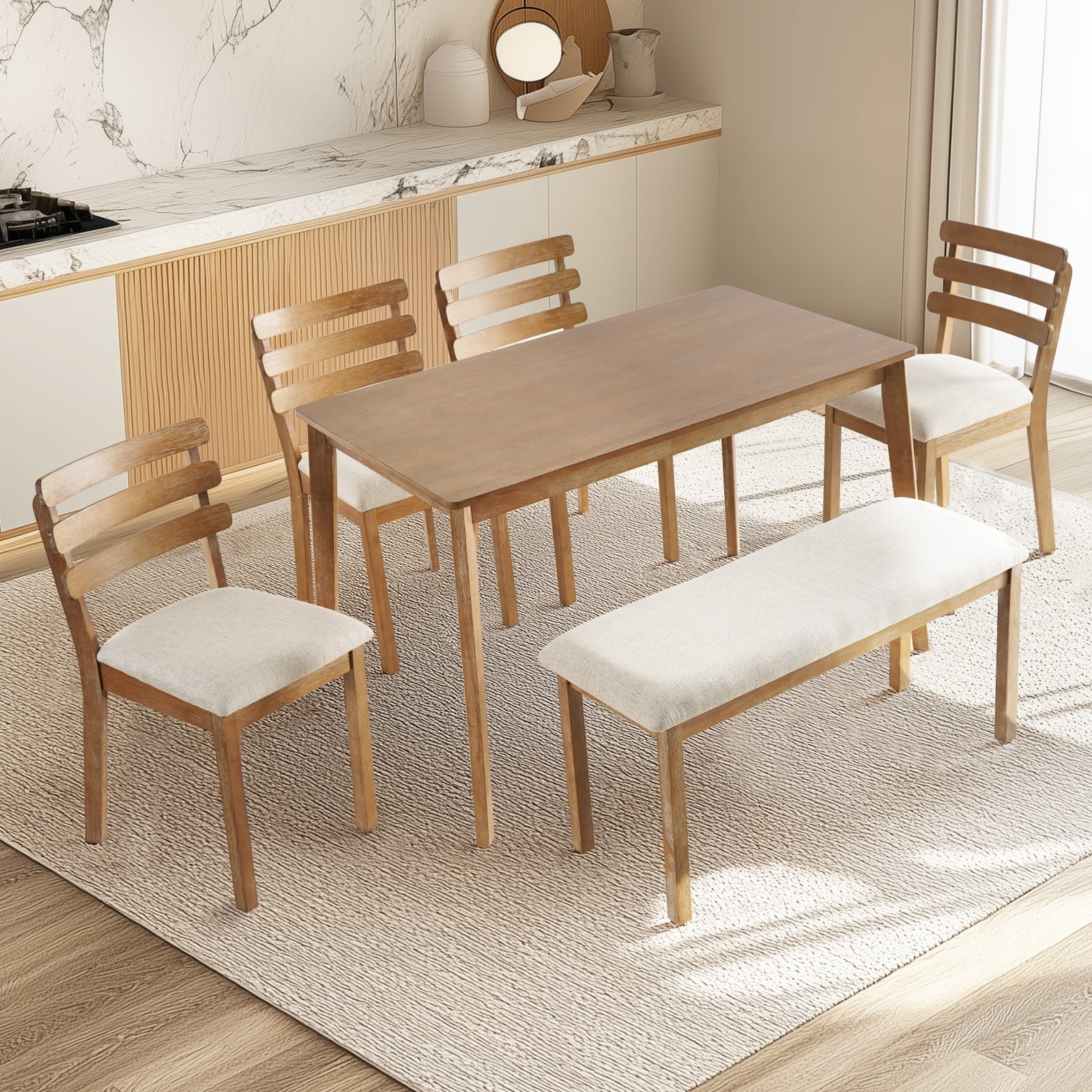 KithKasa 40in Dining Bench for Indoor Use, End of Bed Bench,Entryway Bench with Soft Padded and Solid Wood Legs for Bedroom, Kitchen, Dining  Room