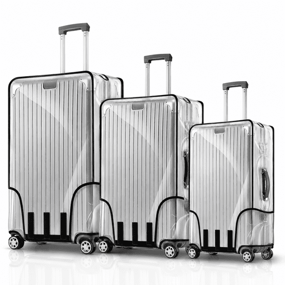 3-Pack Clear Plastic Luggage Covers for Suitcase TSA Approved,20   24   28 inch Luggage Protector Covers