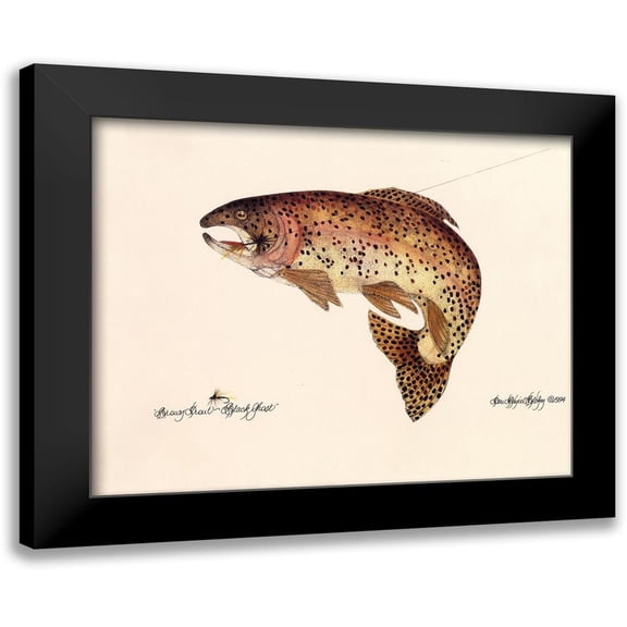 Unknown 14x12 Black Modern Framed Museum Art Print Titled - Brown Trout