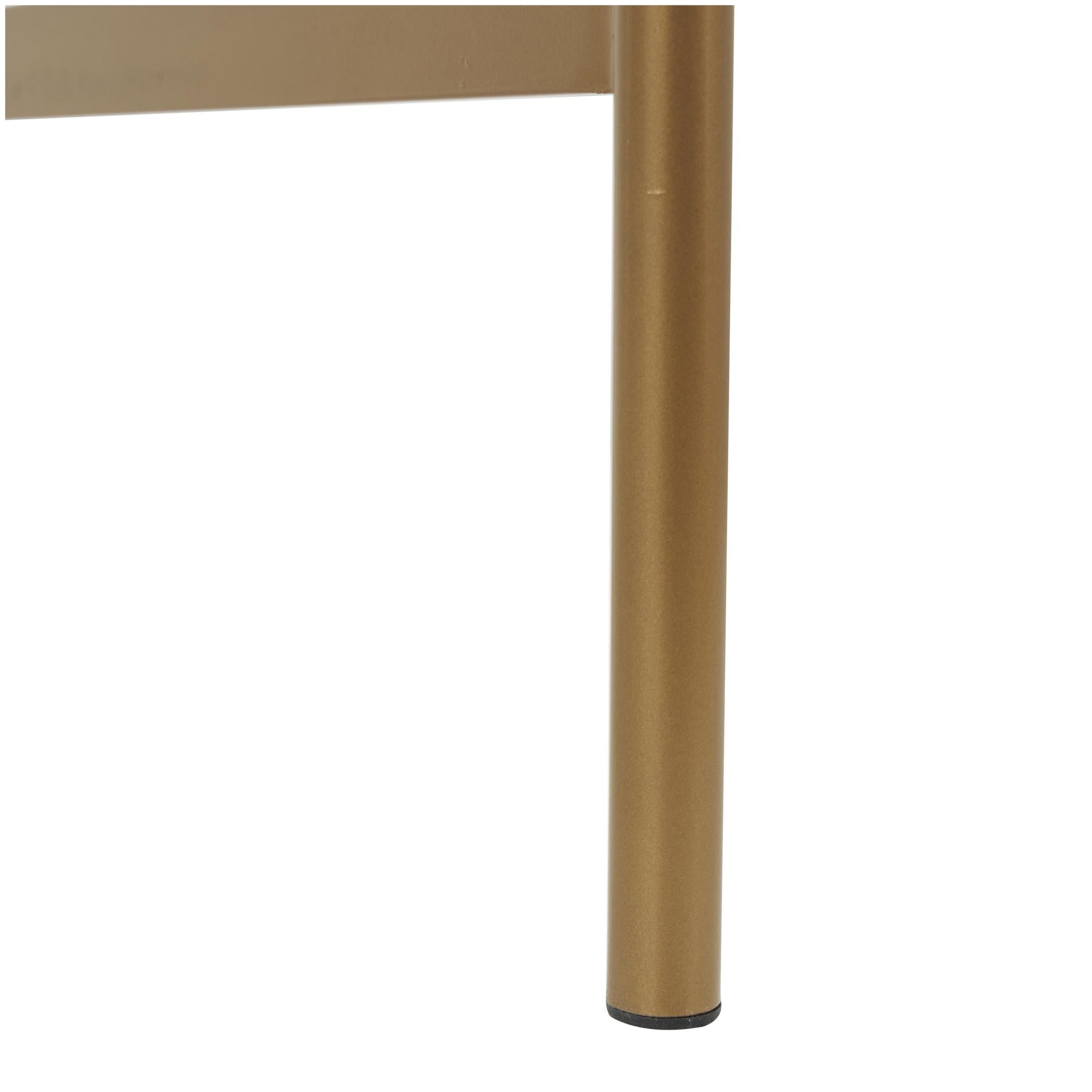 DecMode 42" x 30" Black Wooden Rounded Rectangular Ribbed Console Table with Gold Metal Legs, 1-Piece