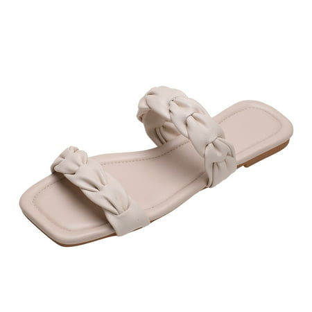 

Cathalem Fashion Women Beach Slip On Casual Open Toe Non Slip Flat Breathable Slippers Shoes Sandals White 39