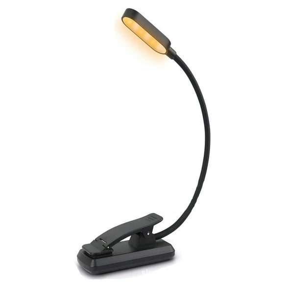 Rechargeable reading lamp, 9 LED clip-on lamp, 9 brightness settings and 3 color modes (cool white and warm white), flexible neck, indicator light, for extended reading in bed