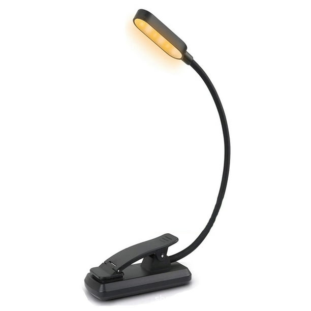 Lámpara de lectura recargable, lámpara con clip de 9 LED, 9 configuraciones de brillo y 3 modos de color (blanco frío y blanco cálido), cuello flexible, luz indicadora, lectura prolongada en la cama,