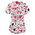 thumbnail image 2 of Valentines Day Womens Nurse Uniforms Summer Love Heart Printed V Neck Breathable Workwear Shirt Short Sleeve Professionals Soft Stretch Scrub Tops with Pockets light pink XX-Large, 2 of 4