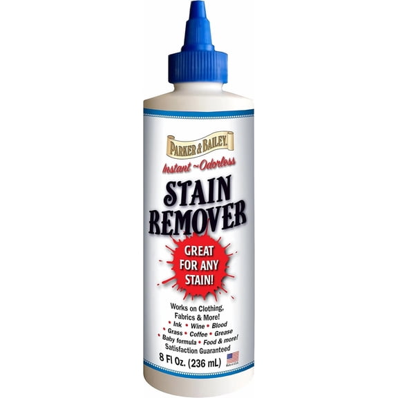 Parker & Bailey Stain Remover Liquid, Multi-Surface Laundry & Fabric Cleaner, Removes Tough Stains Instantly, Odorless, 8 oz