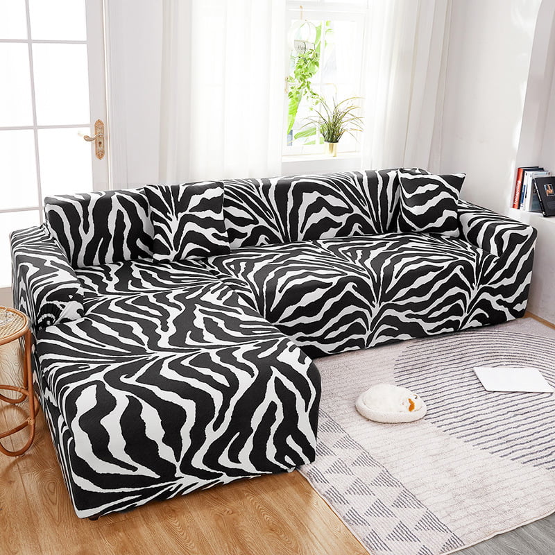 Zebra Stripe Arm Chair Loveseat Sofa Couch L Shape Cover Slipcover Replacement 