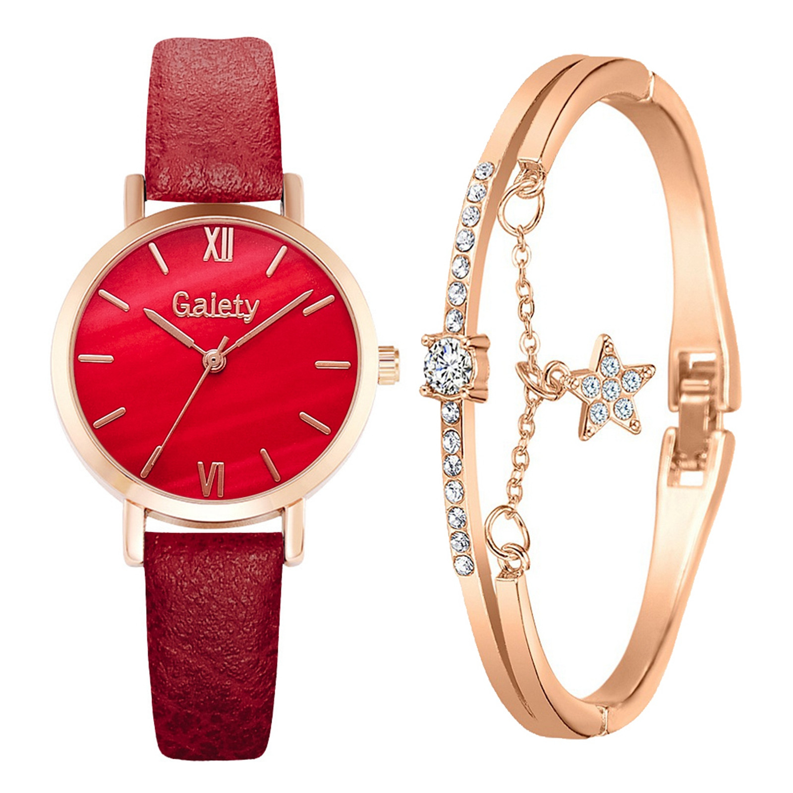 LASHALL GIFT Ladies Bracelet Watch Set ThreeDimensional Flower Dial