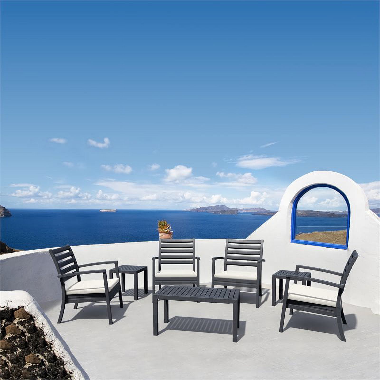 Siesta ISP004-DGR-CNA Artemis XL Outdoor Club Chair with Sunbrella Natural Cushion - Dark Gray -  set of 2 - image 3 of 8