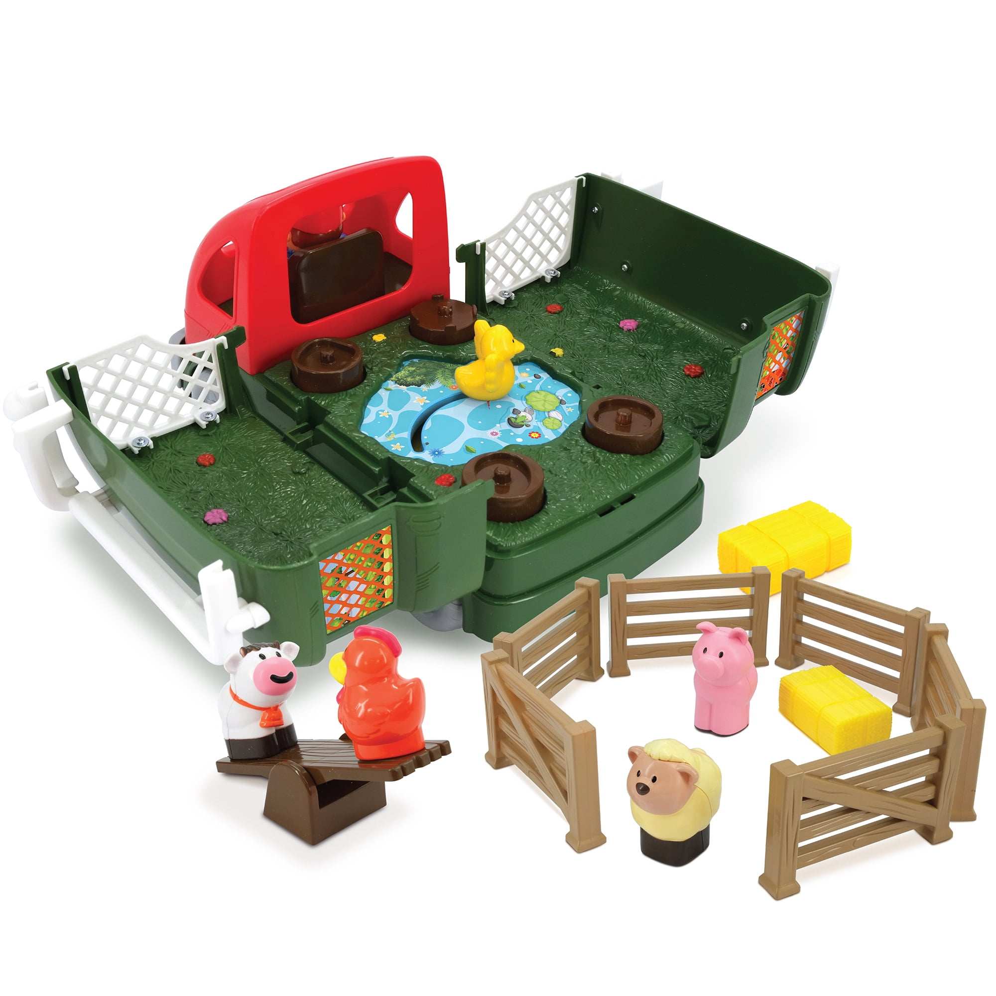 Kiddieland: Farm Activity Camper - Vehicle Opens To Reveal A Playground, Sound Effects, Animal & Farmer Figurines, Toy Accessories, Kid-Toddler 12mo+