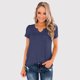 thumbnail image 2 of Camiseta Mujer Camiseta De Algodón Con Cuello En V Camiseta De Manga Corta De Color Sólido, Azul, M seitruly AP001699-13, 2 of 6