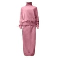 thumbnail image 4 of JHLZHS Robe d'Invité de Mariage Femmes Ensemble Jupe Chandail 2 Pcs Tenues Col Manches Longues Tricot Maxi Longue Jupe Ensembles Survêtement Robe de Collation des Grades Robes Midi pour Femmes, 4 of 5