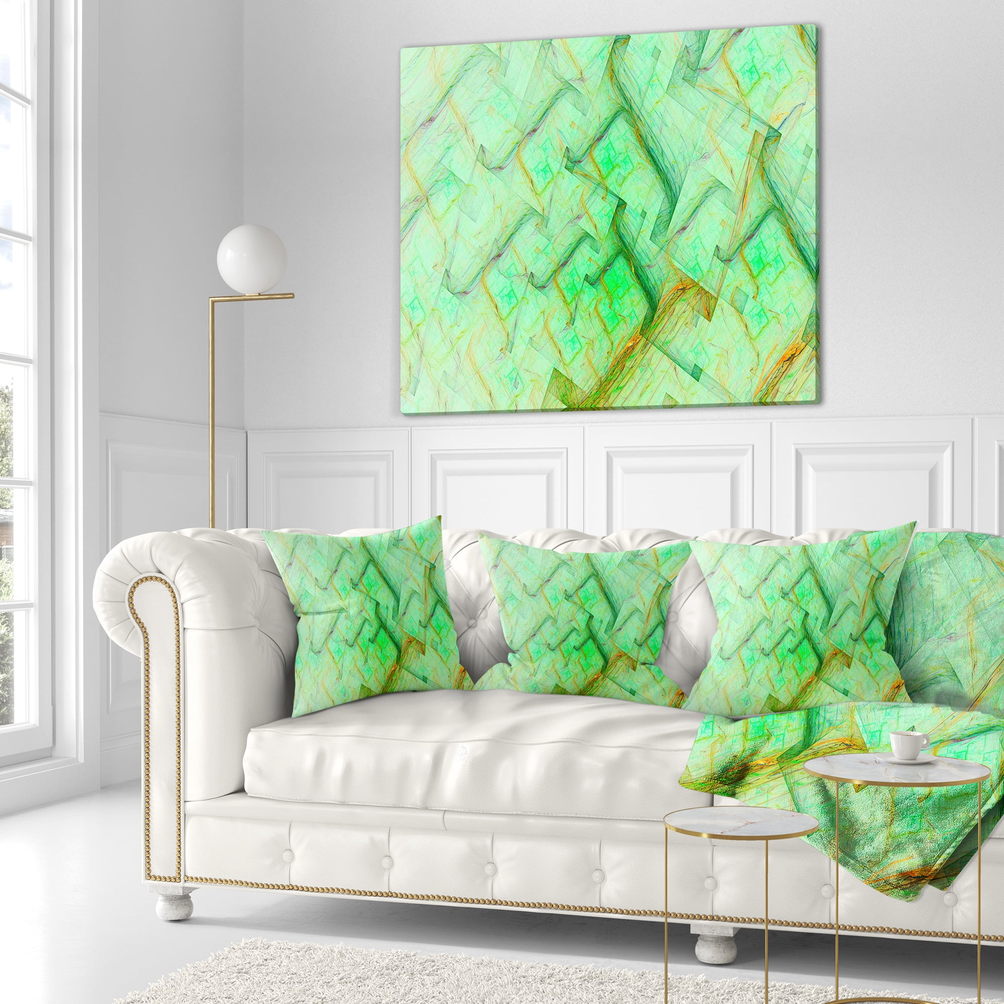 Designart Light Green Electric Lightning - Abstract Throw Pillow - 16x16