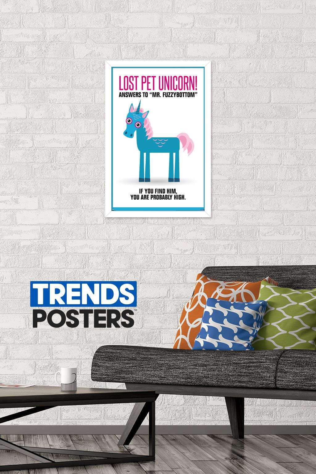 Lost Pet Unicorn Wall Poster, 14.725" x 22.375", Framed