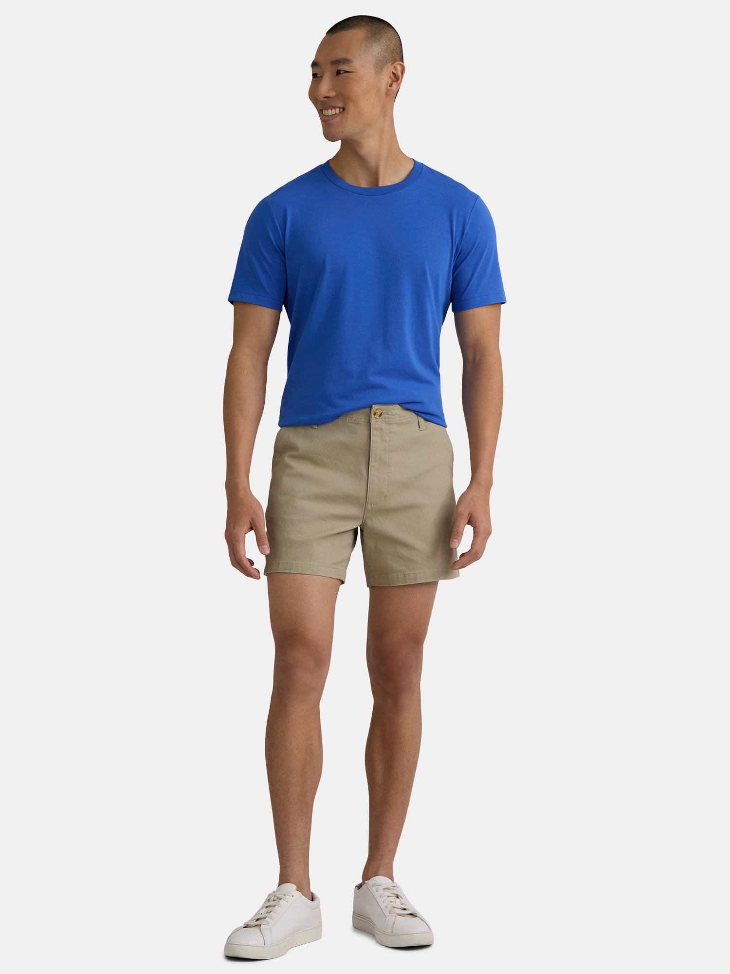 George Men's & Big Men's Relaxed Fit Stretch Twill Flat Front Shorts, 9" Inseam, Sizes 28-54