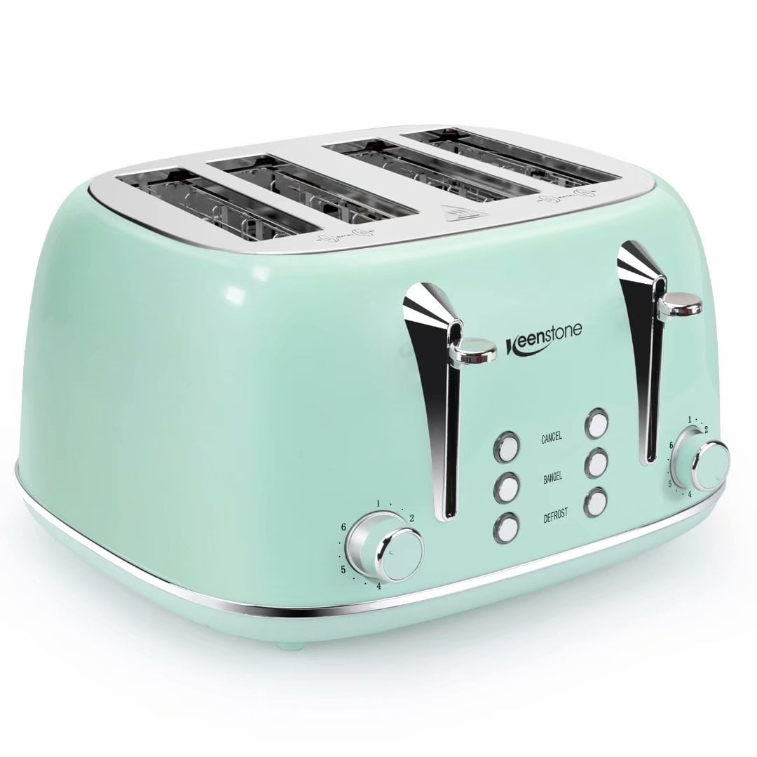 Keenstone 2 Slice Toaster Retro Stainless Steel Toaster Green 