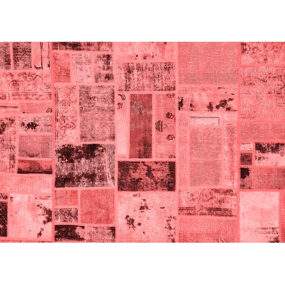 Ahgly Company Indoor Rectangle Patchwork Red Transitional Area Rugs, 2' x 4'
