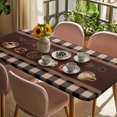 thumbnail image 3 of Vintage Coffee Time Table Cloths for 5 Foot Rectangle Tables, Farmhouse Desserts Black White Plaid Patio Waterproof Elastic Fitted Tablecloths, Washable Rectangular Table Cover for Camping, 3 of 8