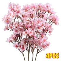 4 Piece Artificial Cherry Blossom Flower, Pink Silk Flowers for Home Decor, Wedding, Party, Spring Garden