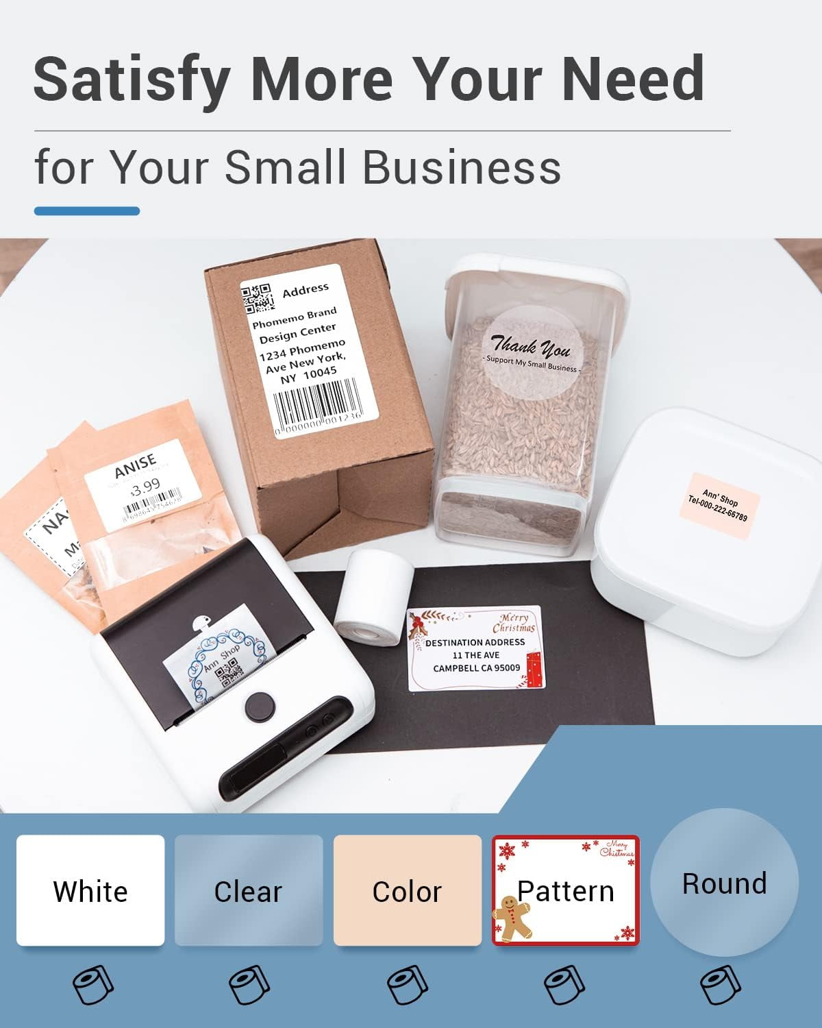 Phomemo M200 Versatile Bluetooth Thermal Label Maker for Shipping, Labeling, and Small Business Applications - Enhance Efficiency and Organization(White)