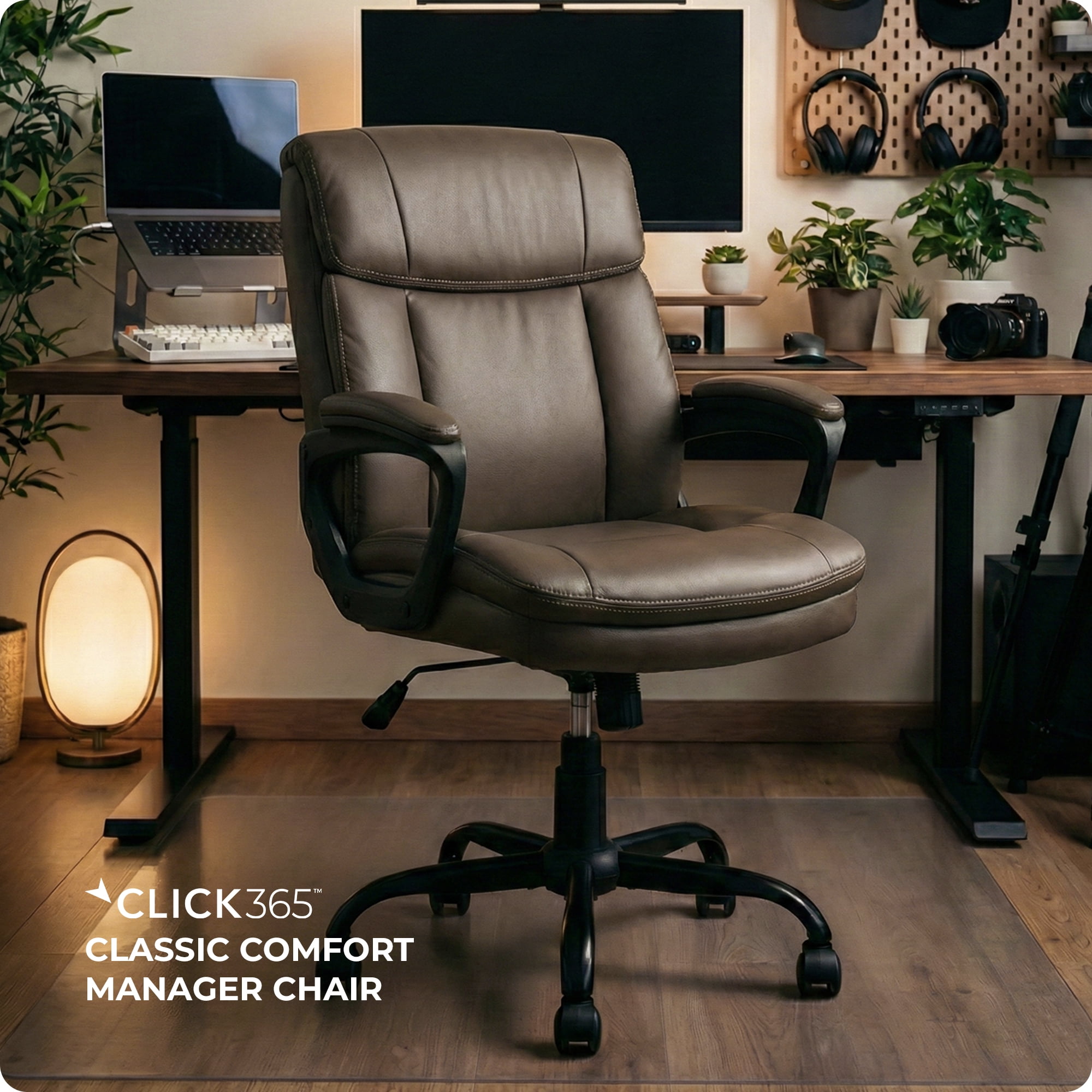 Click365 Click365 Adult Polyurathane Mid Back Indoor Commercial Ergonomic Office Chairs Hardware Kit, Brown