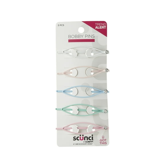 Scunci Open Center Bobby Pins, Pastel Multi-Color, 5 Ct