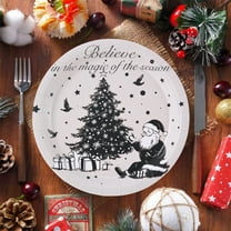 Uxgjfwu Christmas Disposable Plates, Holiday Themed Party Tableware, Festive Pattern Paper Plates for Gatherings, Events, Family Celebrations