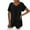 Black-04, variant on Mittory Women's Summer Linen Shirt V Neck Short Sleeve Irregular Hem Top Casual Loose Linen Blouse Tops