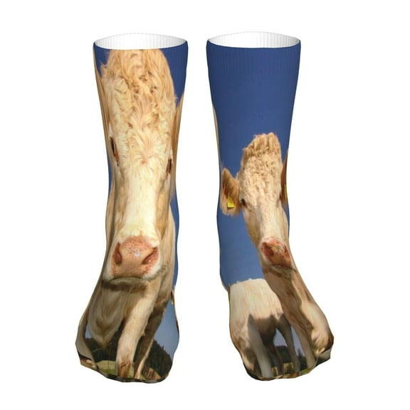 Goofa Cows Cattles for 16in Socks, Funny Novelty Crazy Design Cotton Socks Sports Socks Knee High Socks For Men, Women,1Pairs - Gift For Working Friends