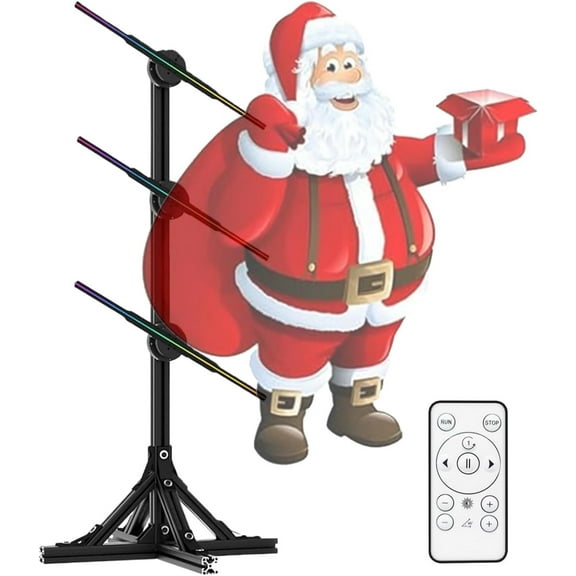 Christmas Hologram Projector, 3D Hologram Fan, 3D Splicing Holographic Advertising Display Fan Projector, 3D Led Hologram Video Projector