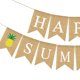 thumbnail image 5 of Guirnalda de letras de feliz verano, banderines para fiesta hawaiana, banderines de lino con forma de cola de milano y piña, decoración para fiesta, 5 of 5