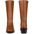 thumbnail image 4 of DARING DIVA Women's Riding Combat Round Toe Chunky Heels Mid Calf Boots Brown 7.5, 4 of 6