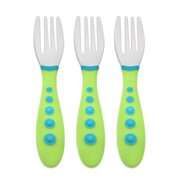 First Essentials by NUK Kiddy Cutlery Forks, 3-Pack, Green, Blue