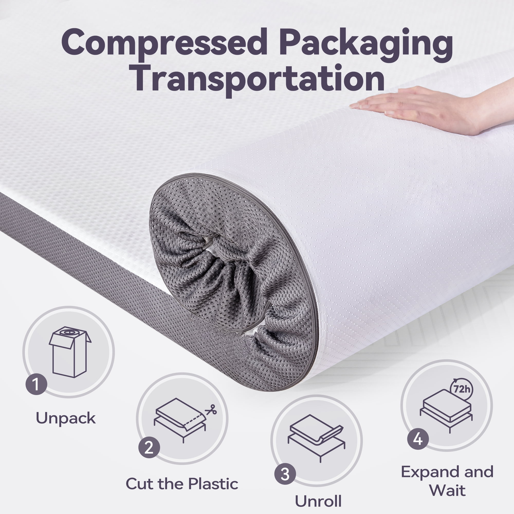 BDEUS Gel Memory Foam 2 Inch Mattress Topper Twin Size Bed Topper with Breathable Removable Cover