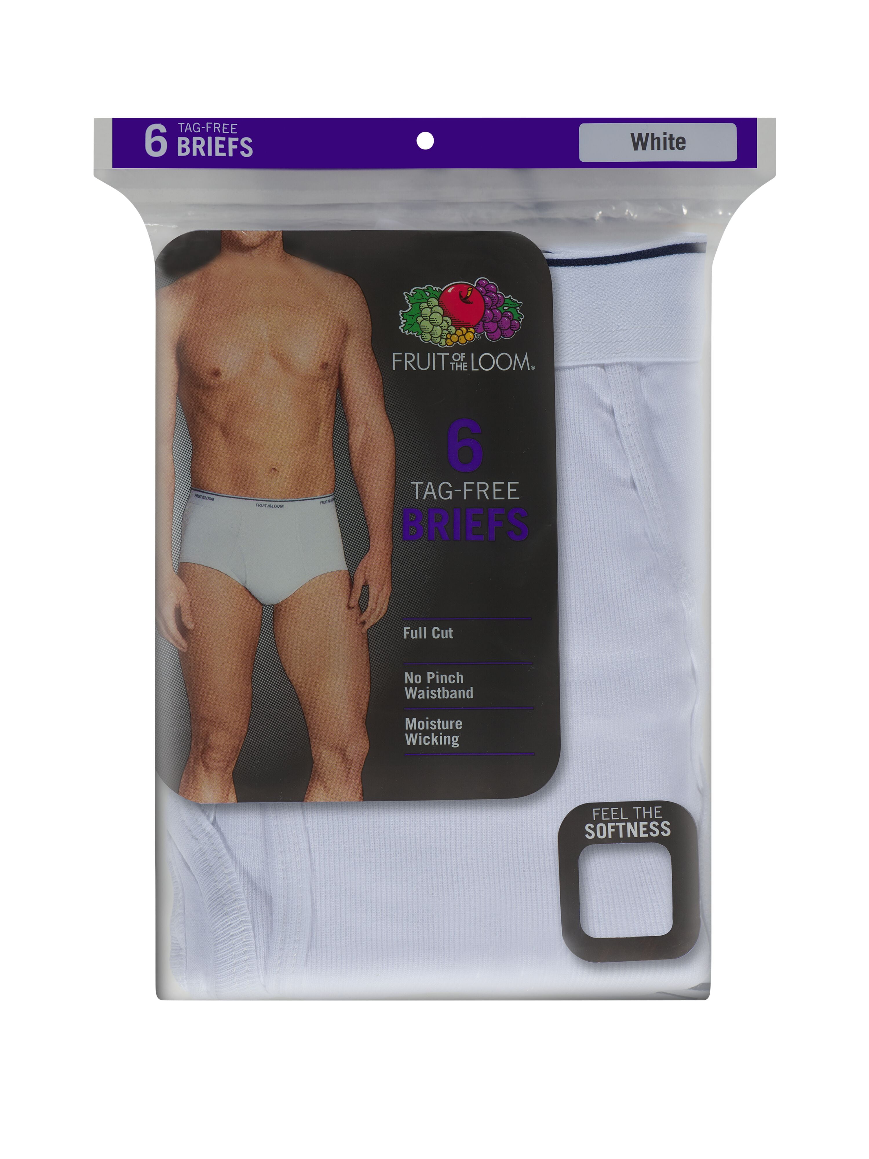 Fruit of the Loom Men's Cotton Briefs – 6-Pack, Moisture
